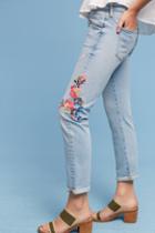 Pilcro Floral Embroidered Mid-rise Ankle Jeans