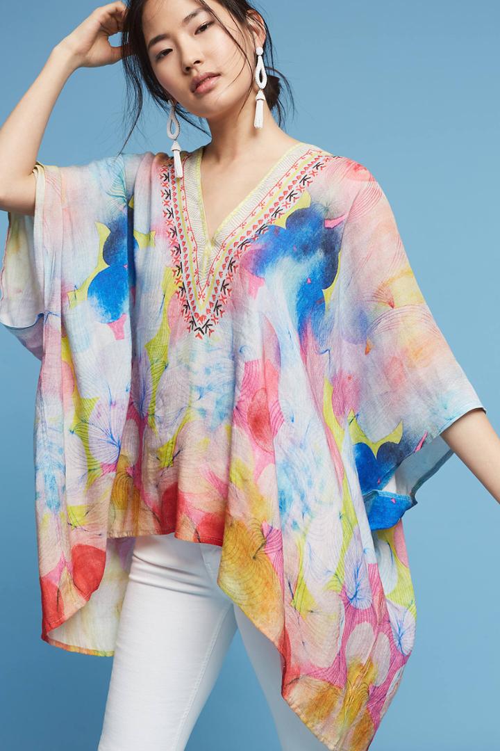 Anthropologie Ibarren Linen Poncho