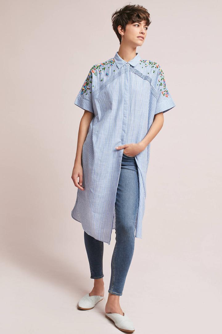 5x By Ajit Kumar Neysa Embroidered Shirtdress
