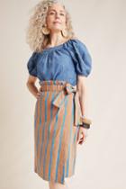 Eva Franco Striped Chino Midi Skirt