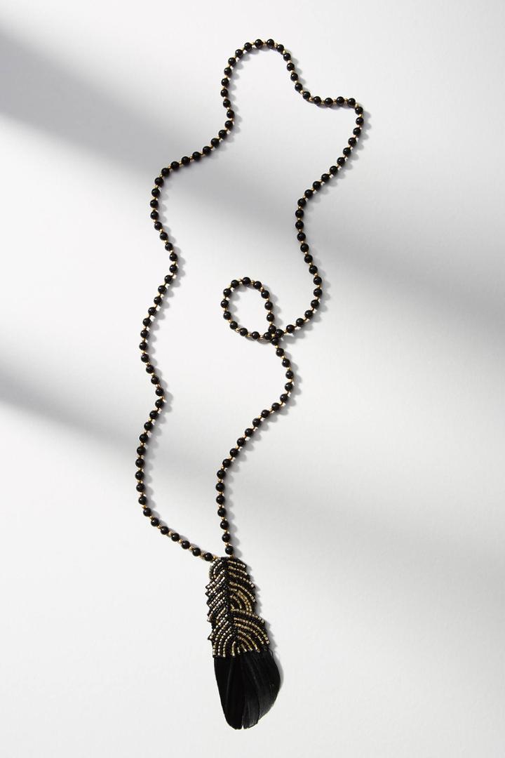 Deepa Gilded Feather Pendant Necklace