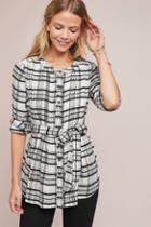 Anthropologie Belted Plaid Tunic