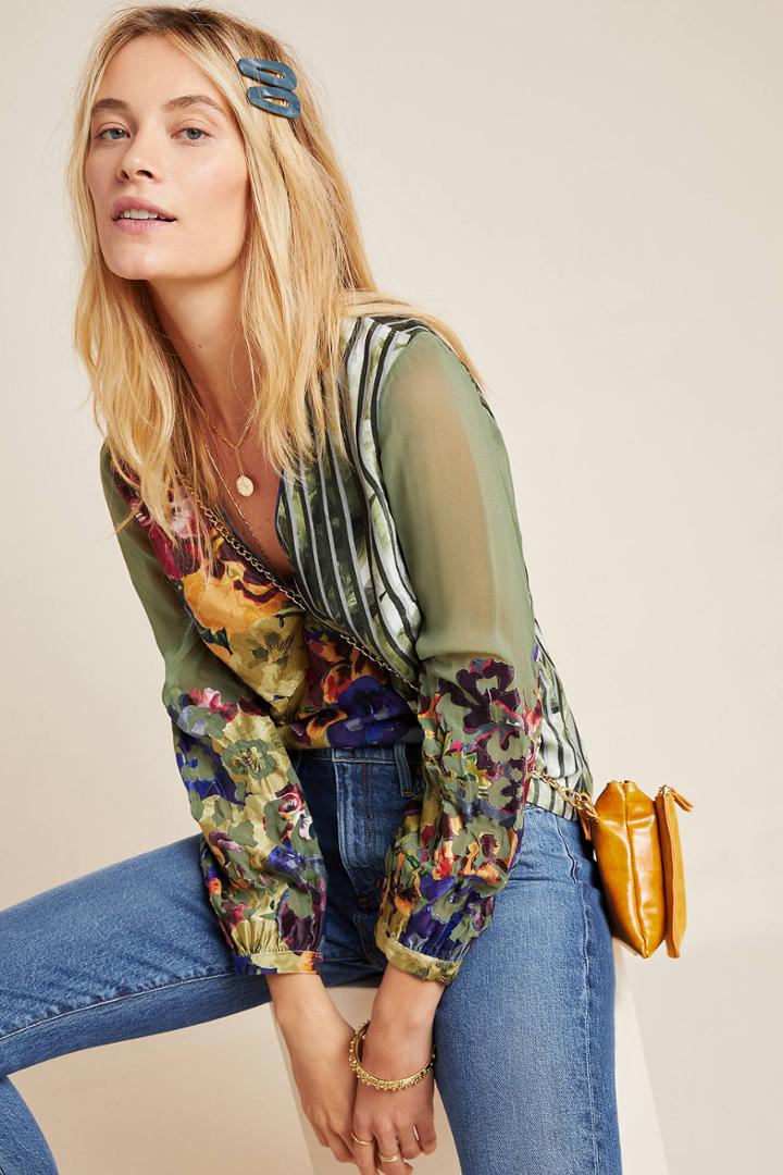 Geisha Designs Victoire Cut-out Velvet Blouse