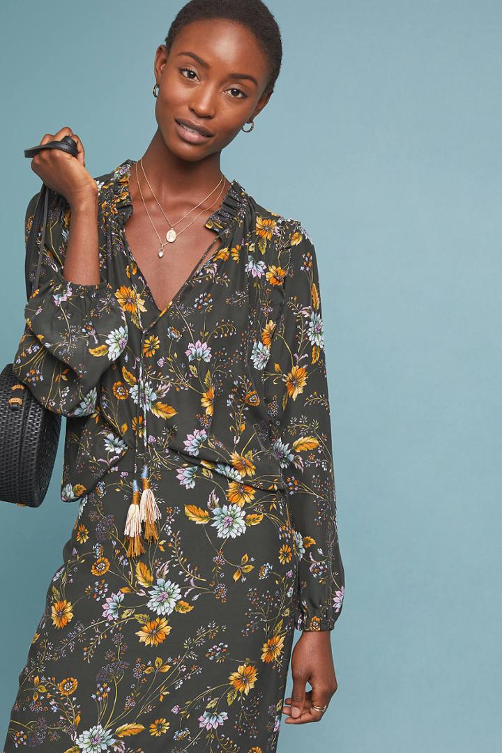Dolan Left Coast Floral Silk Blouse