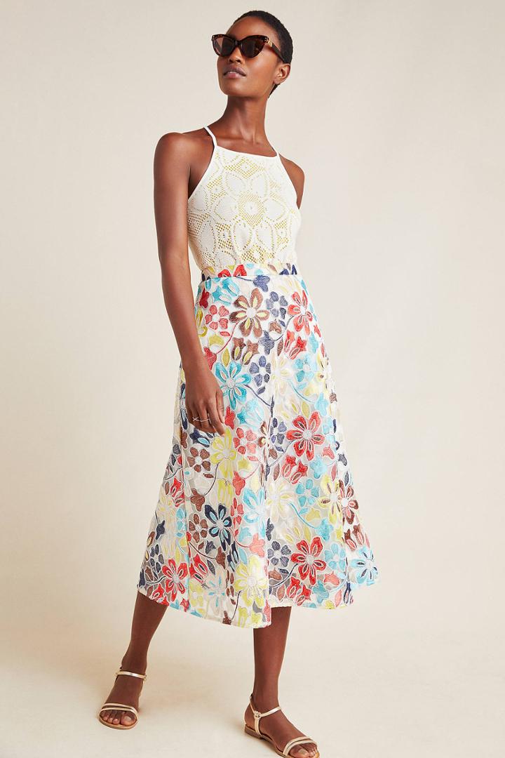 Eva Franco Meghan Embroidered Maxi Skirt