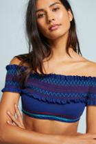 Red Carter Ipanema Smocked Off-the-shoulder Bikini Bikini Top