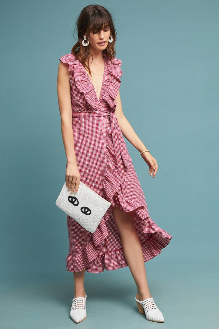 Misa Stella Plaid Wrap Dress