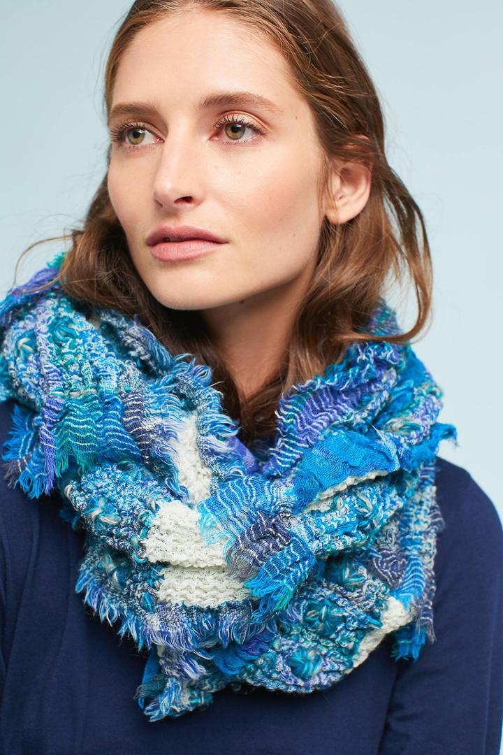 Anthropologie Jemelle Embroidered Infinity Scarf