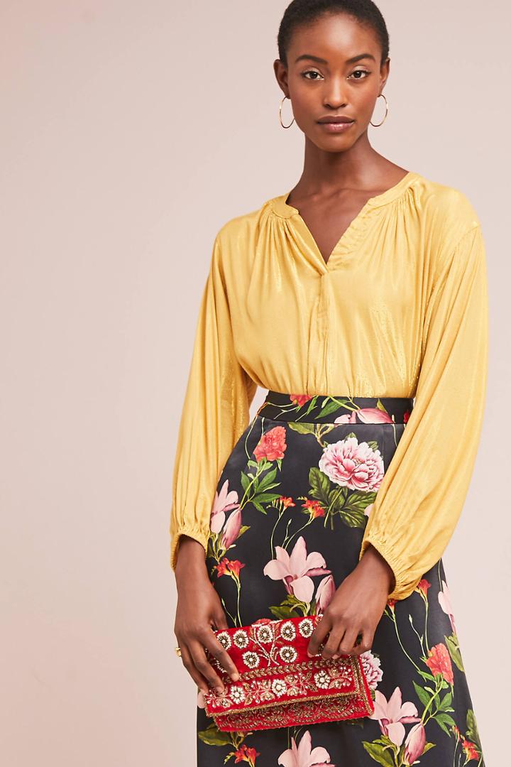 Velvet By Graham & Spencer Carla Shine Peasant Top