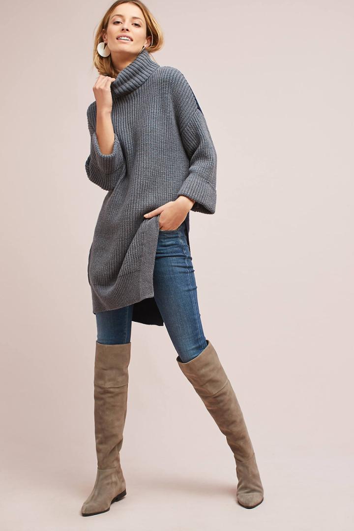 Moth Cuffed-sleeve Turtleneck Tunic