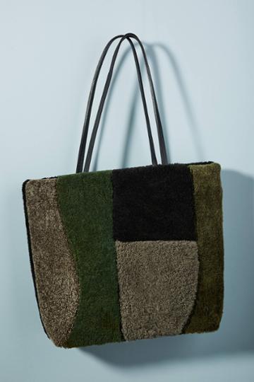 Primecut Shearling Patched Tote Bag