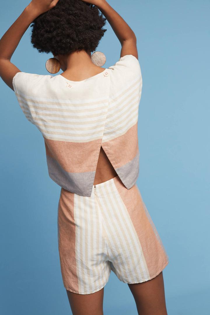 Elevenses Striped Linen Romper