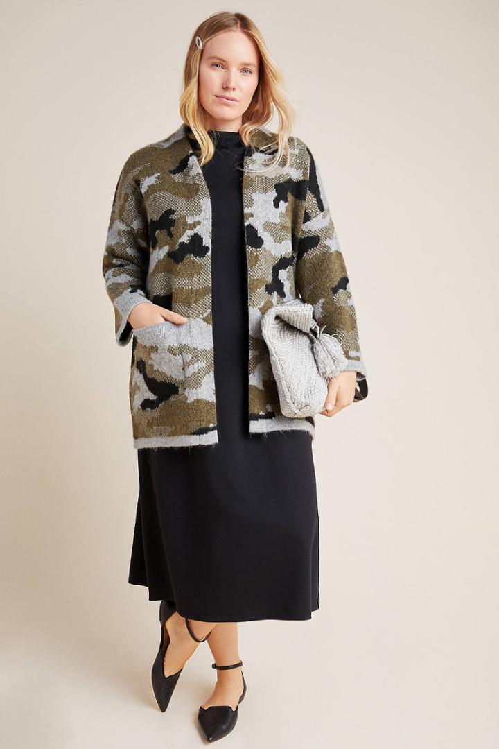 Anthropologie Vera Camo Cardigan