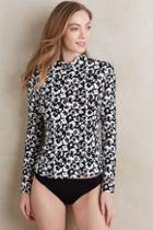 Marysia Hibiscus Rash Gaurd Black & White