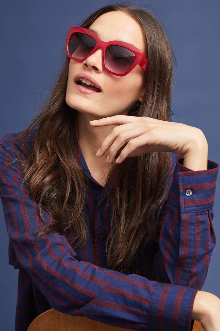 Anthropologie Ruby Red Square Glasses