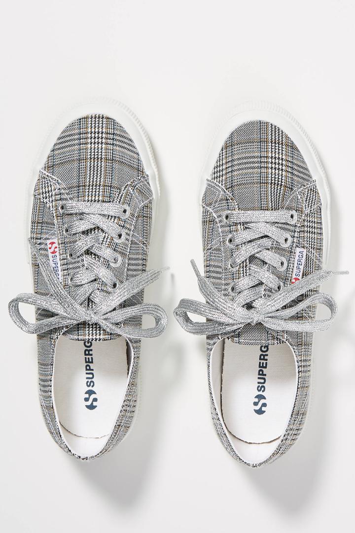 Superga Grey Plaid Sneakers