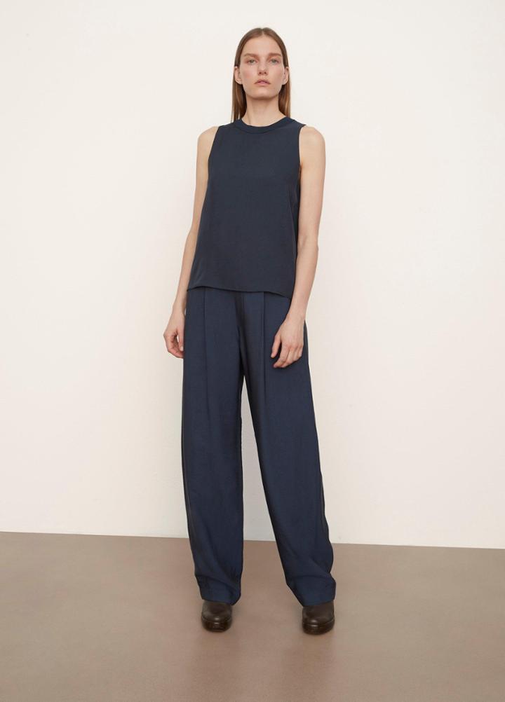 Vince Rib Trim Crew Neck Shell