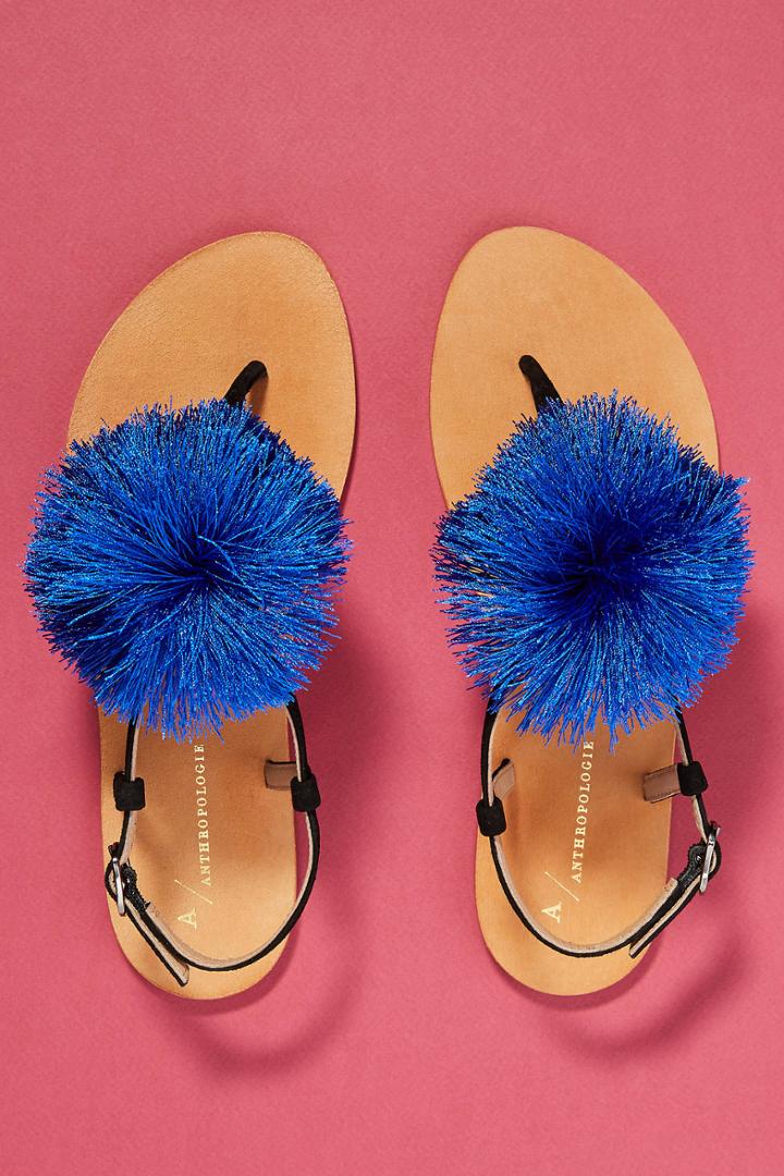 Anthropologie Cheery Pom Sandals