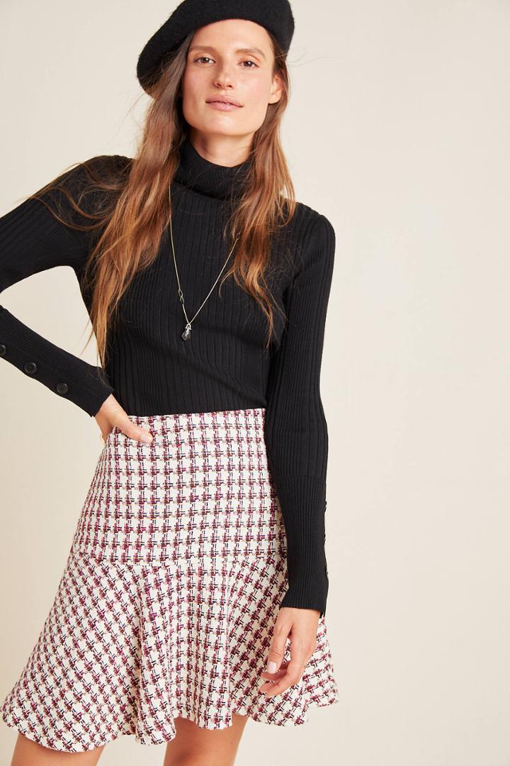 Maeve Bobbie Plaid Flounced Mini Skirt