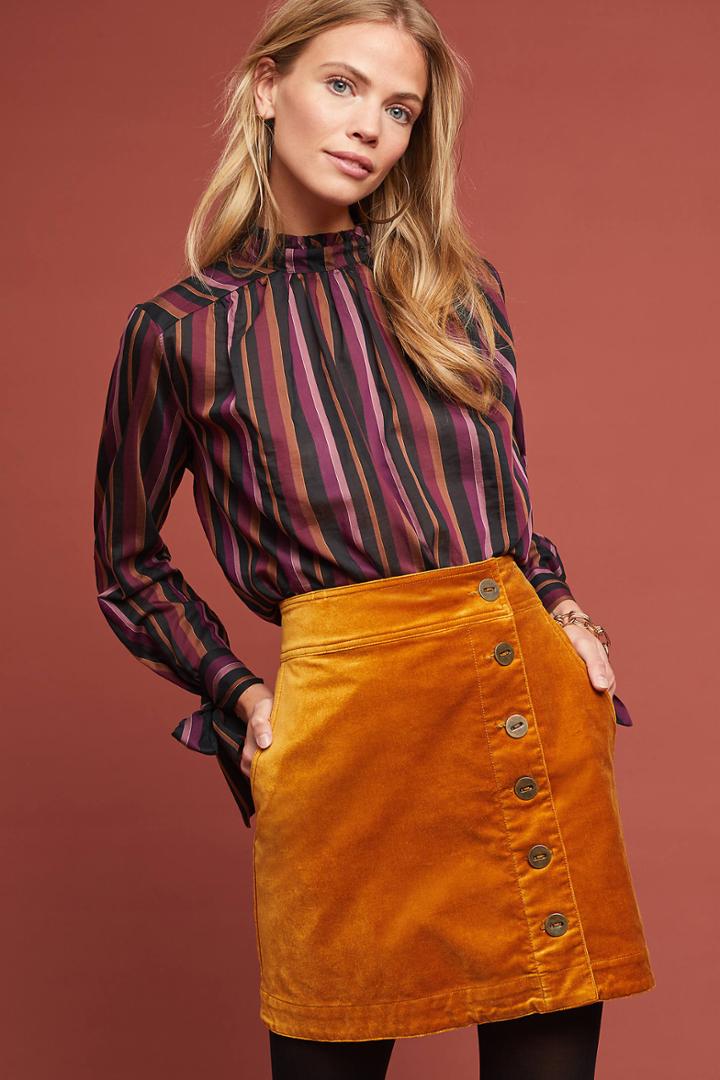 Maeve Orchard Velvet Mini Skirt