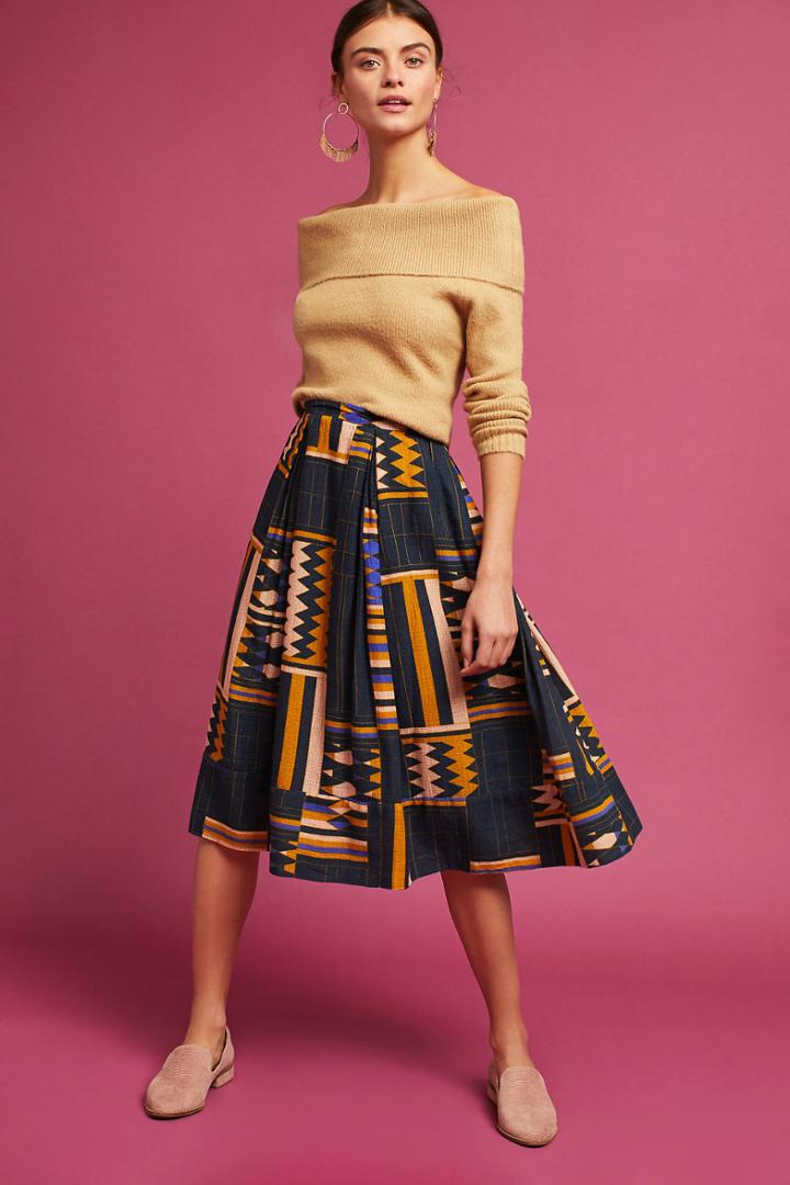The Odells Woven Geo-print Skirt