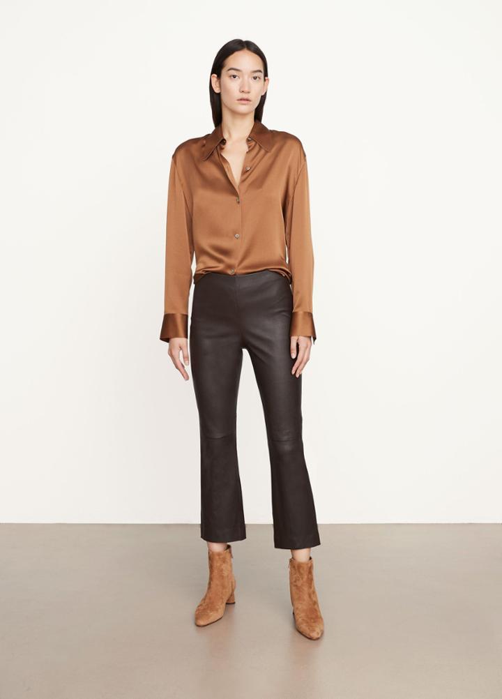 Vince Stretch Leather Crop Flare Legging