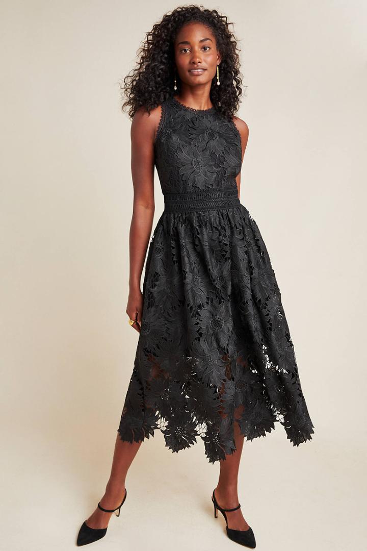 Shoshanna Chantal Daisy Lace Midi Dress