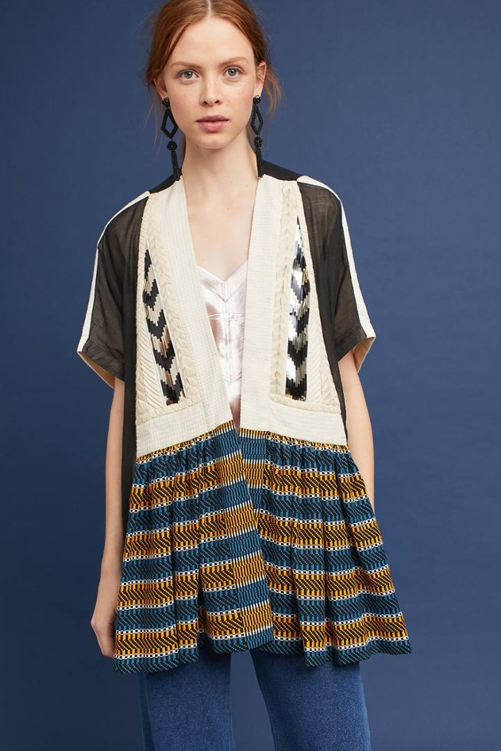 Amit Aggarwal Striped Swing Kimono Cardigan