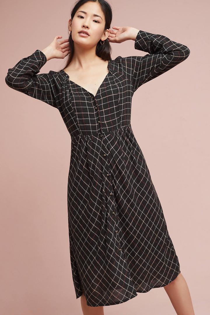 Anthropologie Annie Plaid Midi Dress