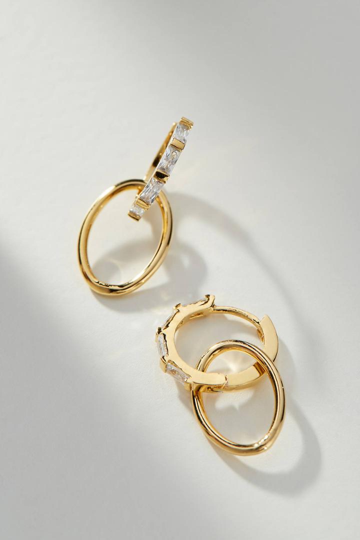 Anthropologie Sunshower Hugger Hoop Earrings