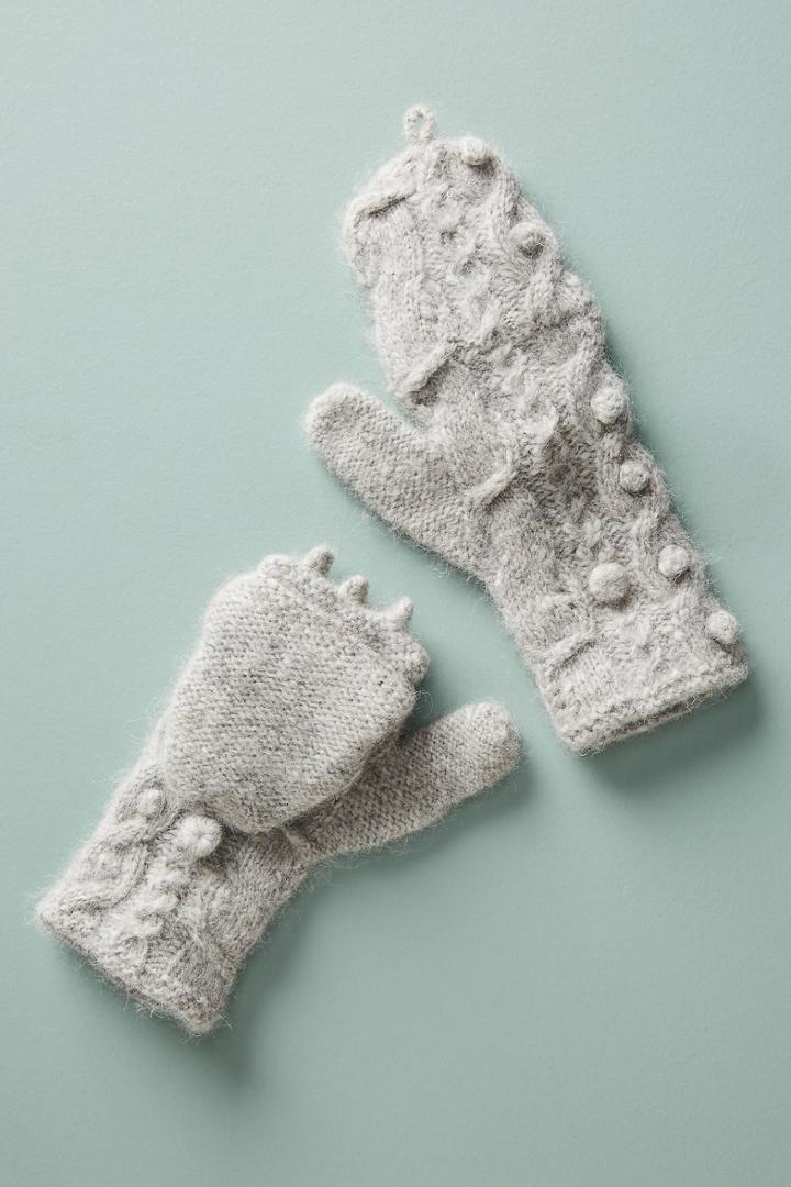 Emilime Cabled Pom Pop-top Mittens
