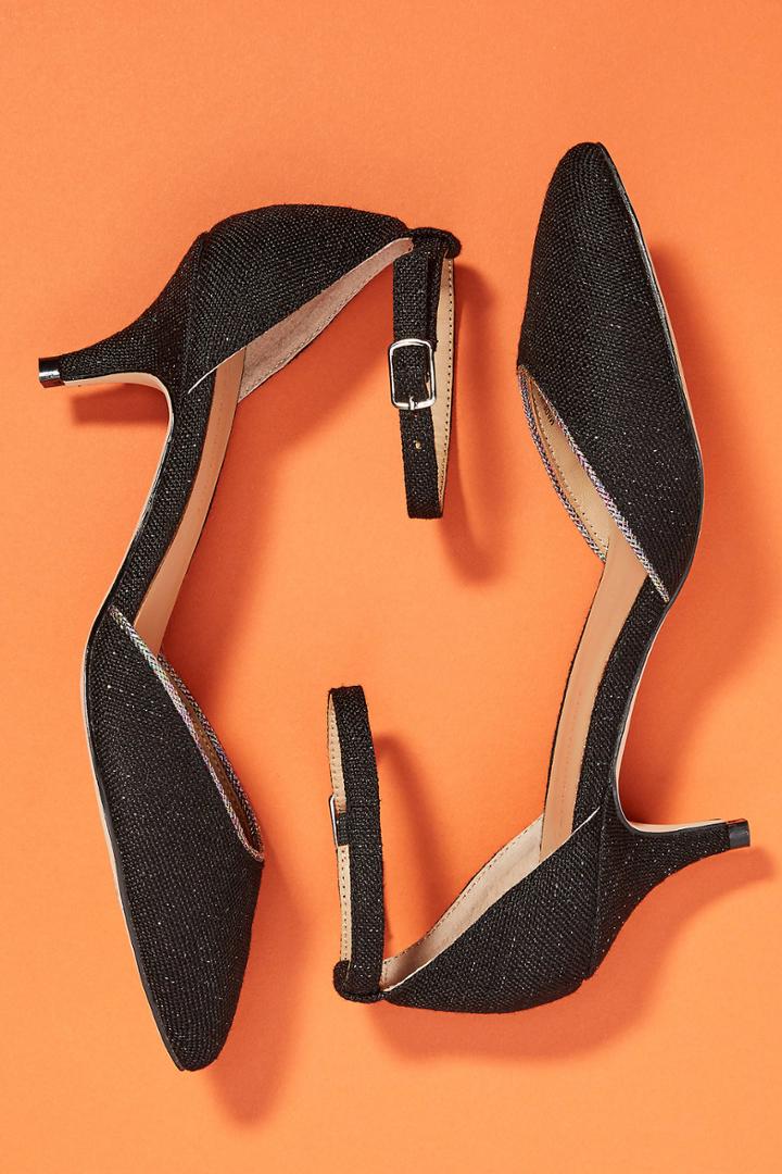 Anthropologie Piped Wrap-around Kitten Heels