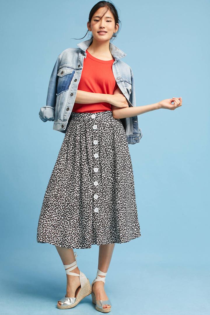 Tracy Reese Cheetah Midi Skirt
