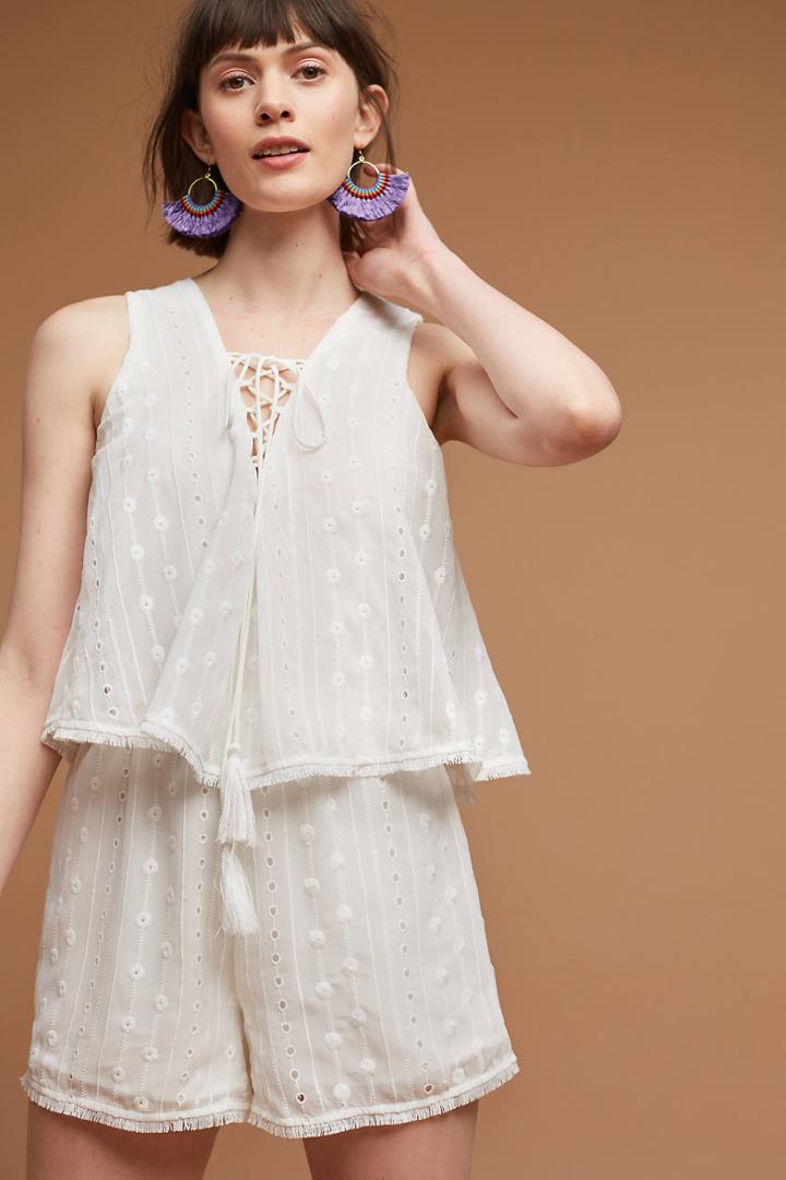 Moon River Sleeveless Lace-up Romper
