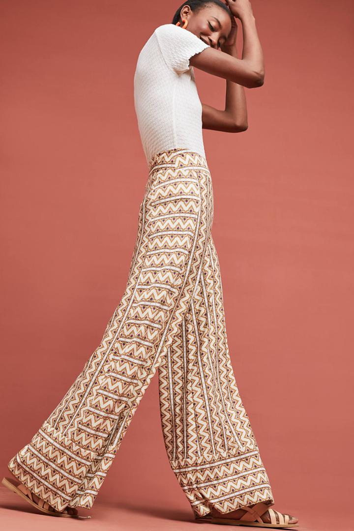 Farm Rio For Anthropologie Farm Rio Striped Wide-leg Pants