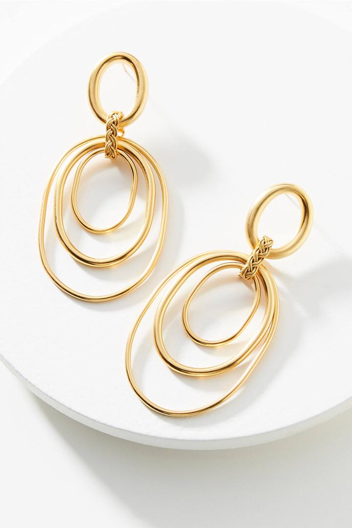 Anthropologie Liza Echeverry Total Eclipse 24k Gold-plated Drop Earrings