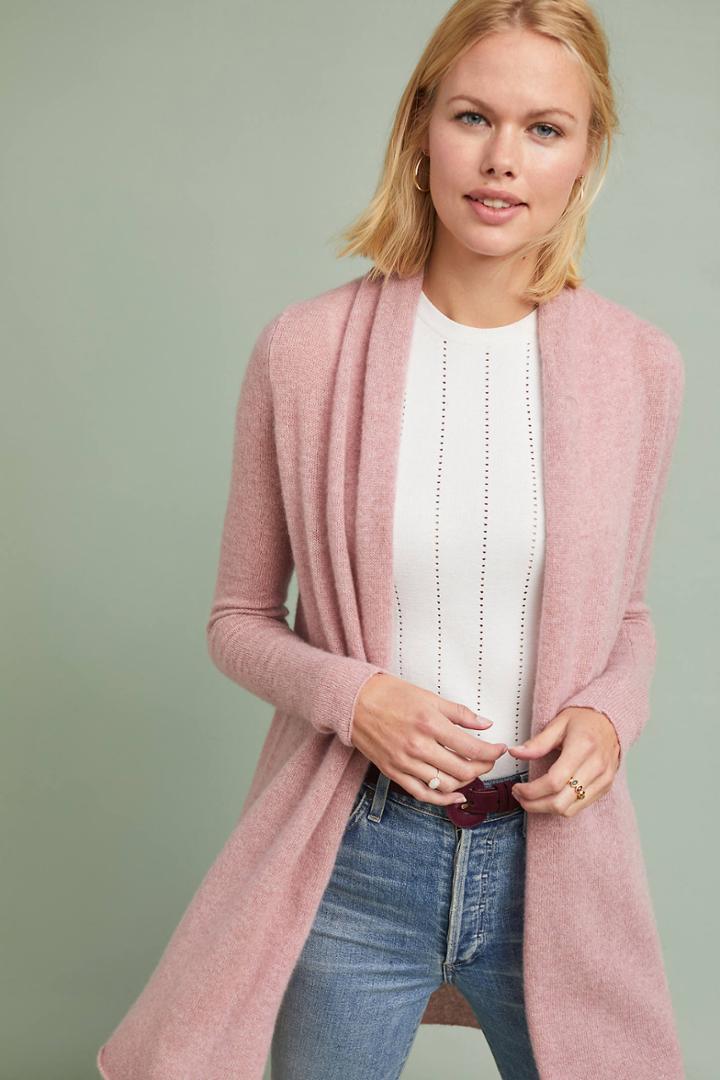 White + Warren Rosy Cashmere Cardigan
