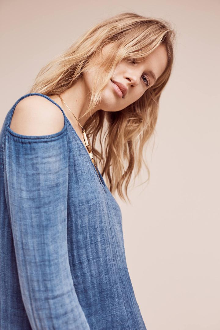 Cloth & Stone Open-shoulder Chambray Shift