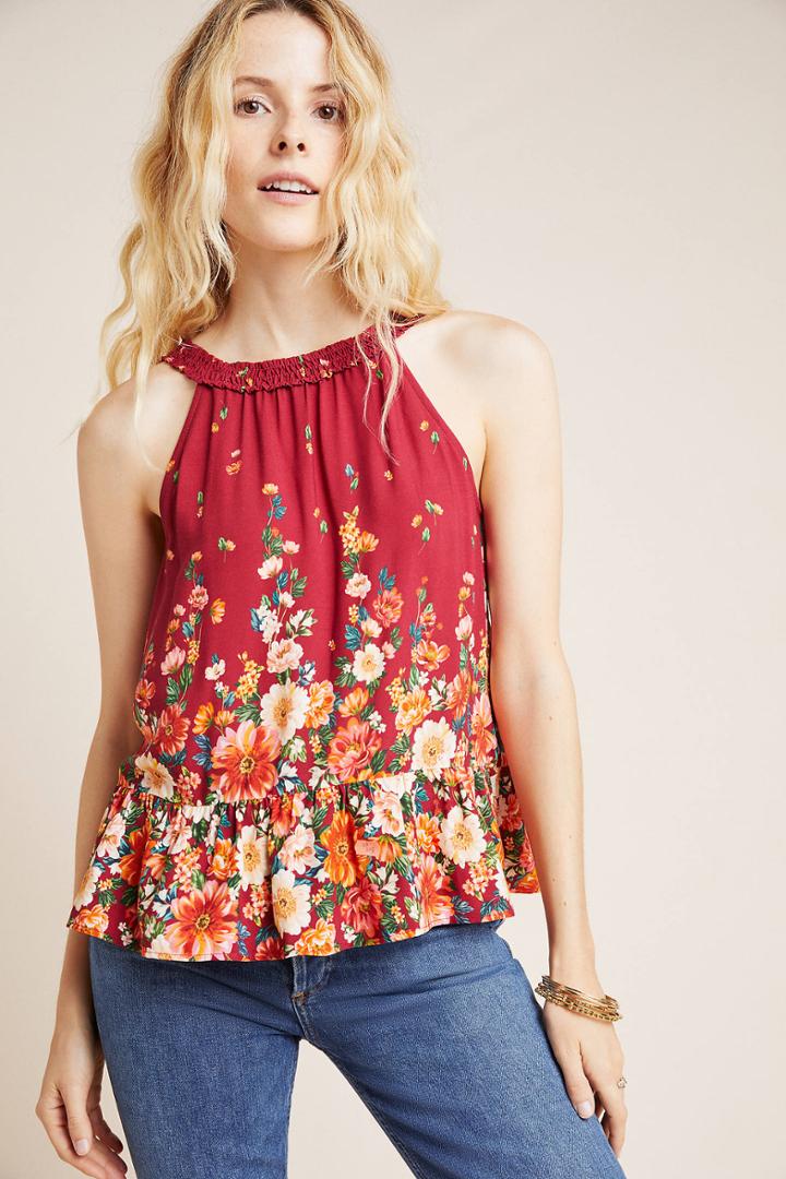Farm Rio For Anthropologie Claudette Halter Blouse