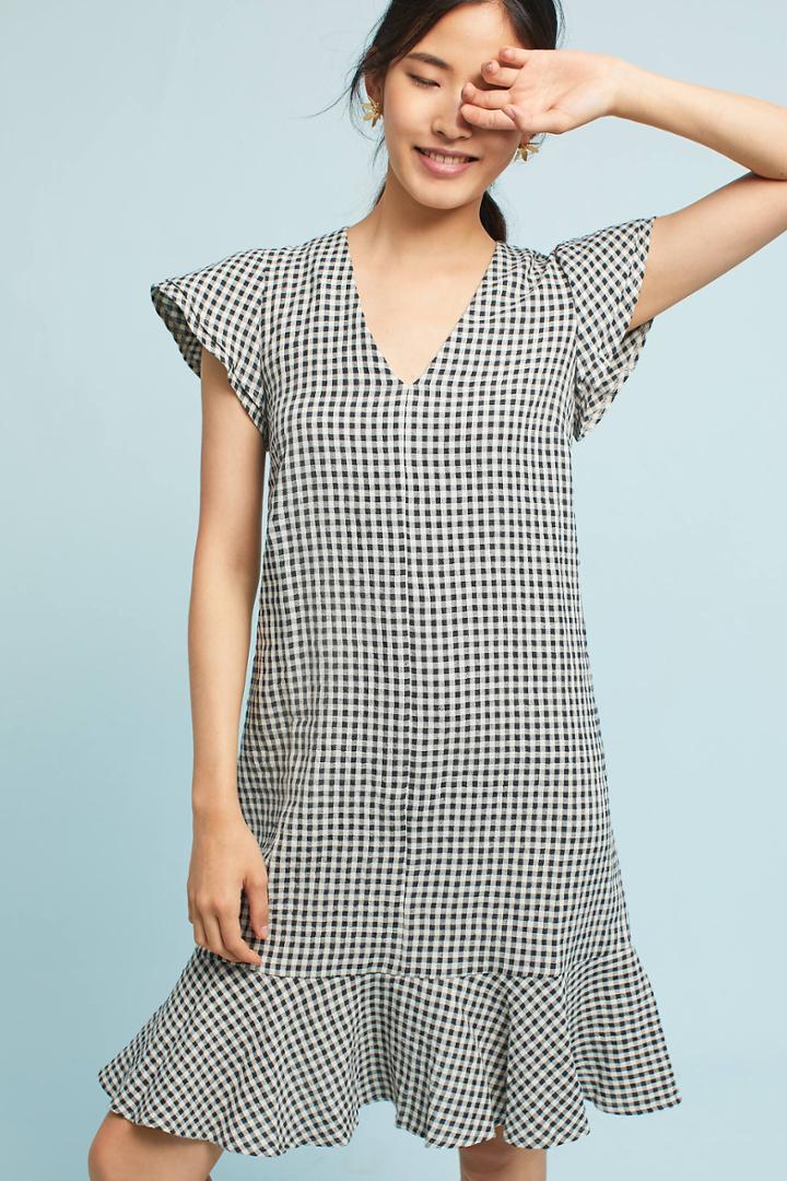 Seen Worn Kept Gingham Flutter-sleeve Dress