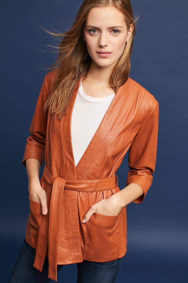 Just Female Leather Wrap Jacket