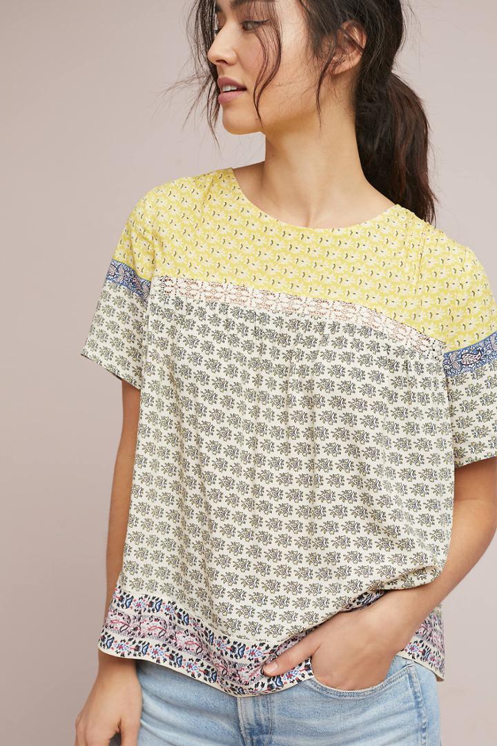 Blue Tassel Carmen Patterned Top