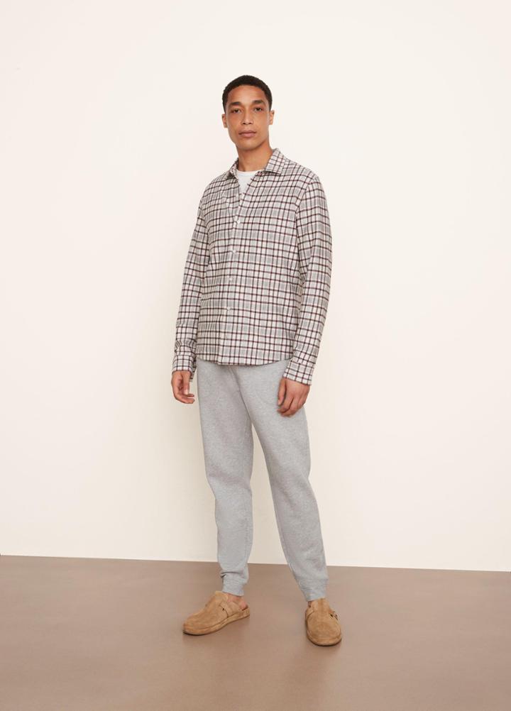 Vince Plaid Double Knit Button Down Shirt