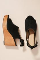 Anthropologie Bow-back Wooden Wedge Sandals