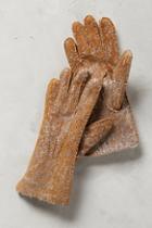 Anthropologie Shimmered Suede Gloves