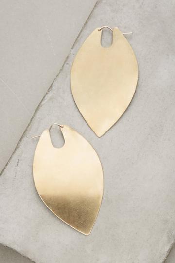 Lila Rice Brass Leaf Duo Hoops
