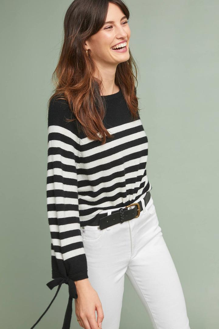 Velvet By Graham & Spencer Cacey Striped Cashmere Pullover