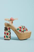 Anthropologie Castaner Strawberry-embellished Platform Sandals