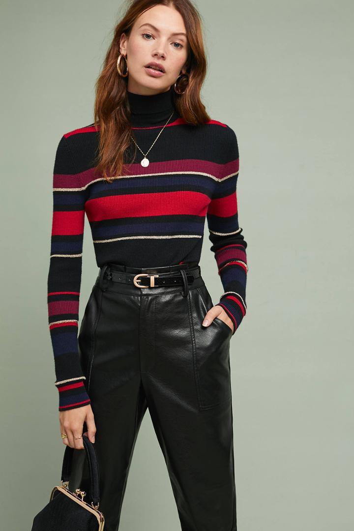 Cupcakes And Cashmere Farrah Striped Turtleneck