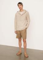 Vince Linen Stripe Hooded Long Sleeve Popover